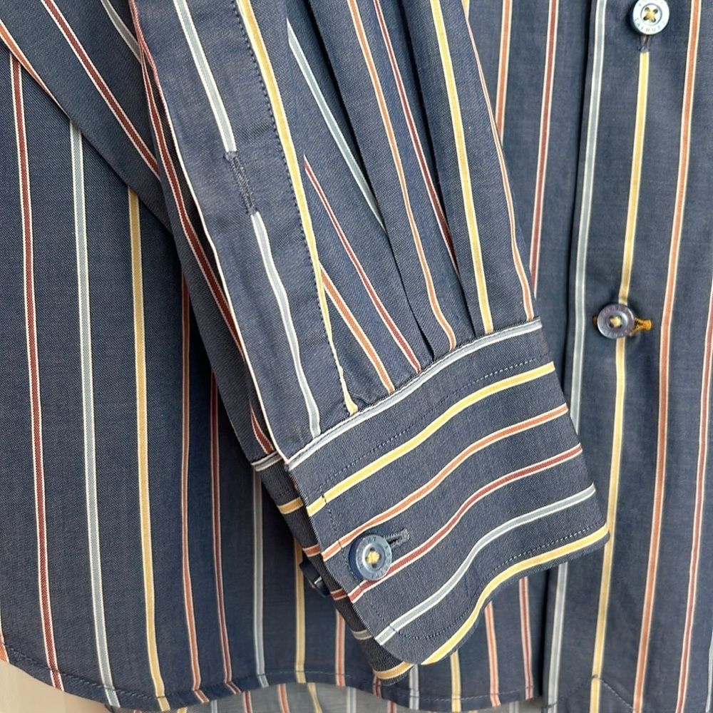 Robert Talbott Button Down Collared Shirt Blue St… - image 5